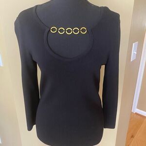Clark and Gauge size small black knit long sleeve sweater with gold chain